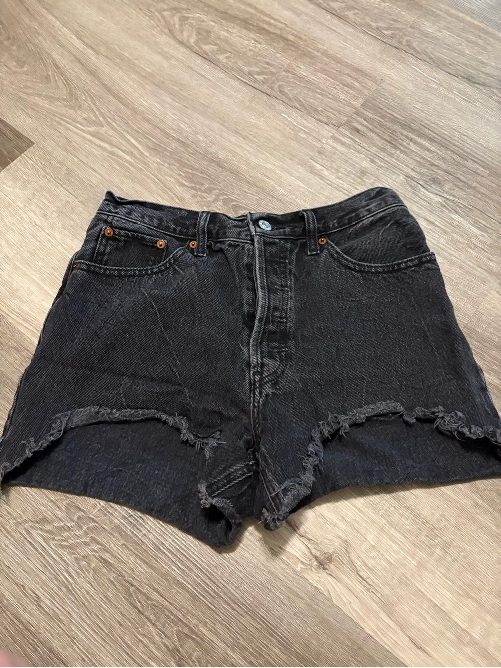Abercrombie & Fitch Black Frayed Hem Denim Shorts